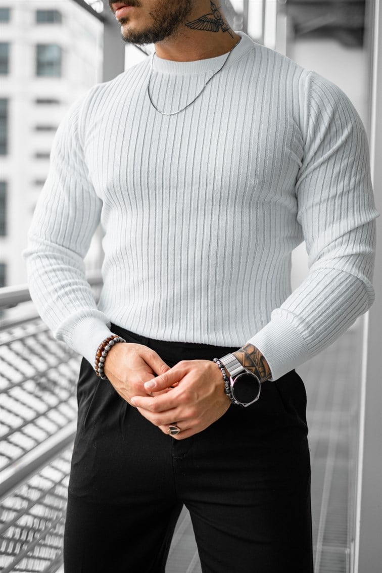 Slim Fit Triko Basıc Kazak