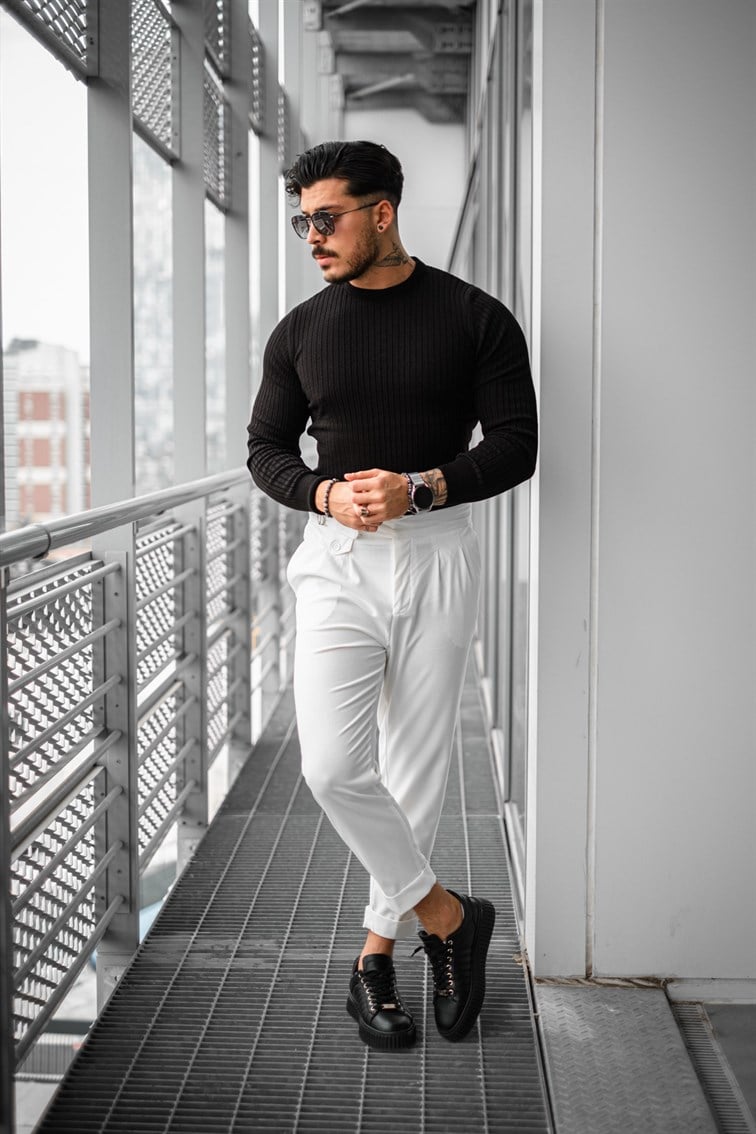 Slim Fit Triko Basıc Kazak