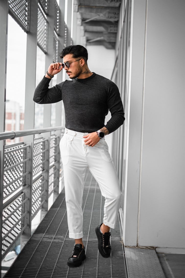 Slim Fit Triko Basıc Kazak