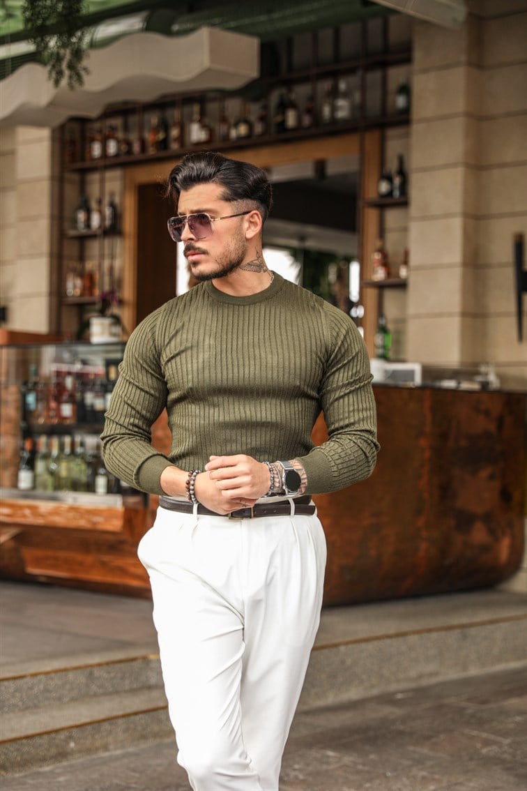 Slim Fit Triko Basıc Kazak