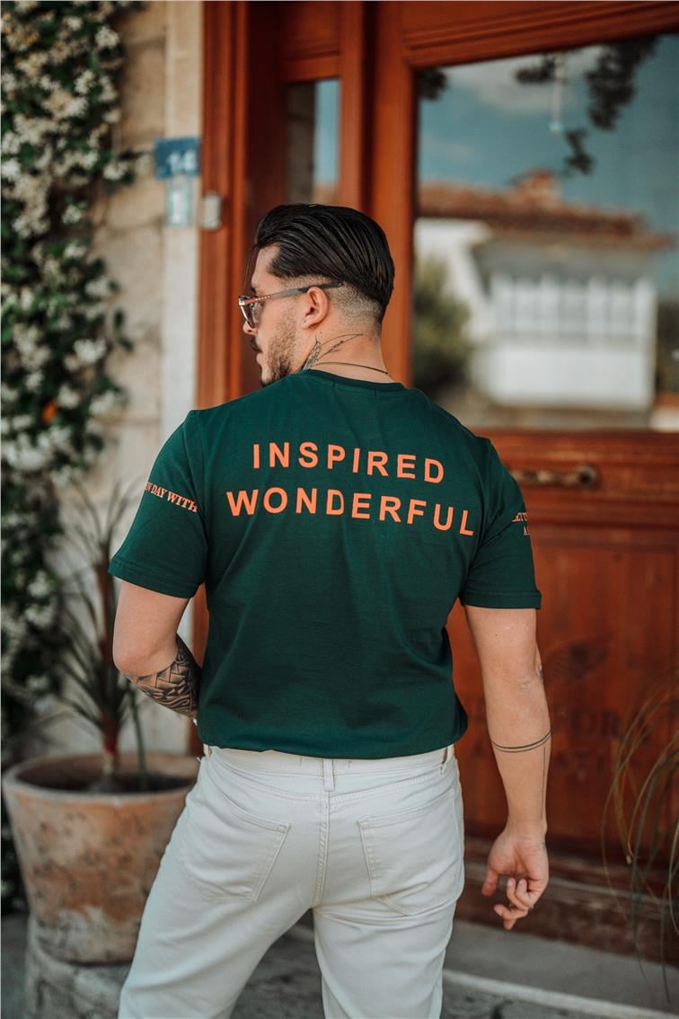 SMILE FOREVER Oversize T-Shirt Koyu Yeşil