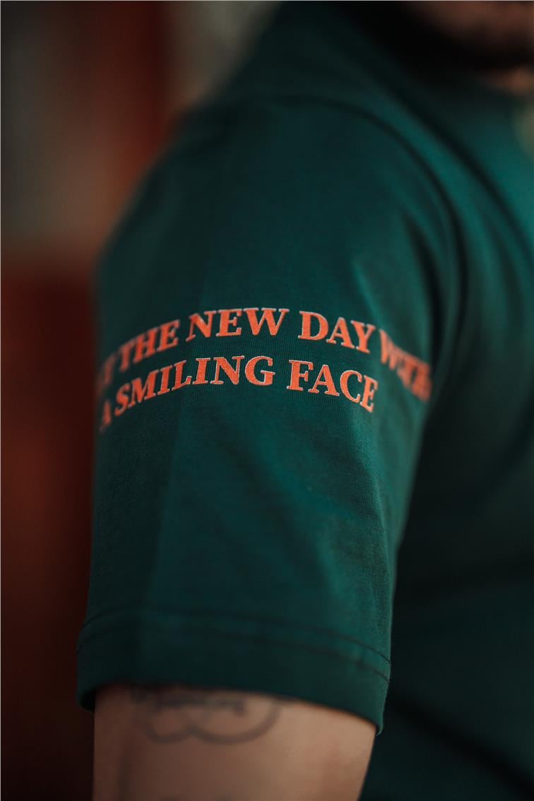 SMILE FOREVER Oversize T-Shirt Koyu Yeşil