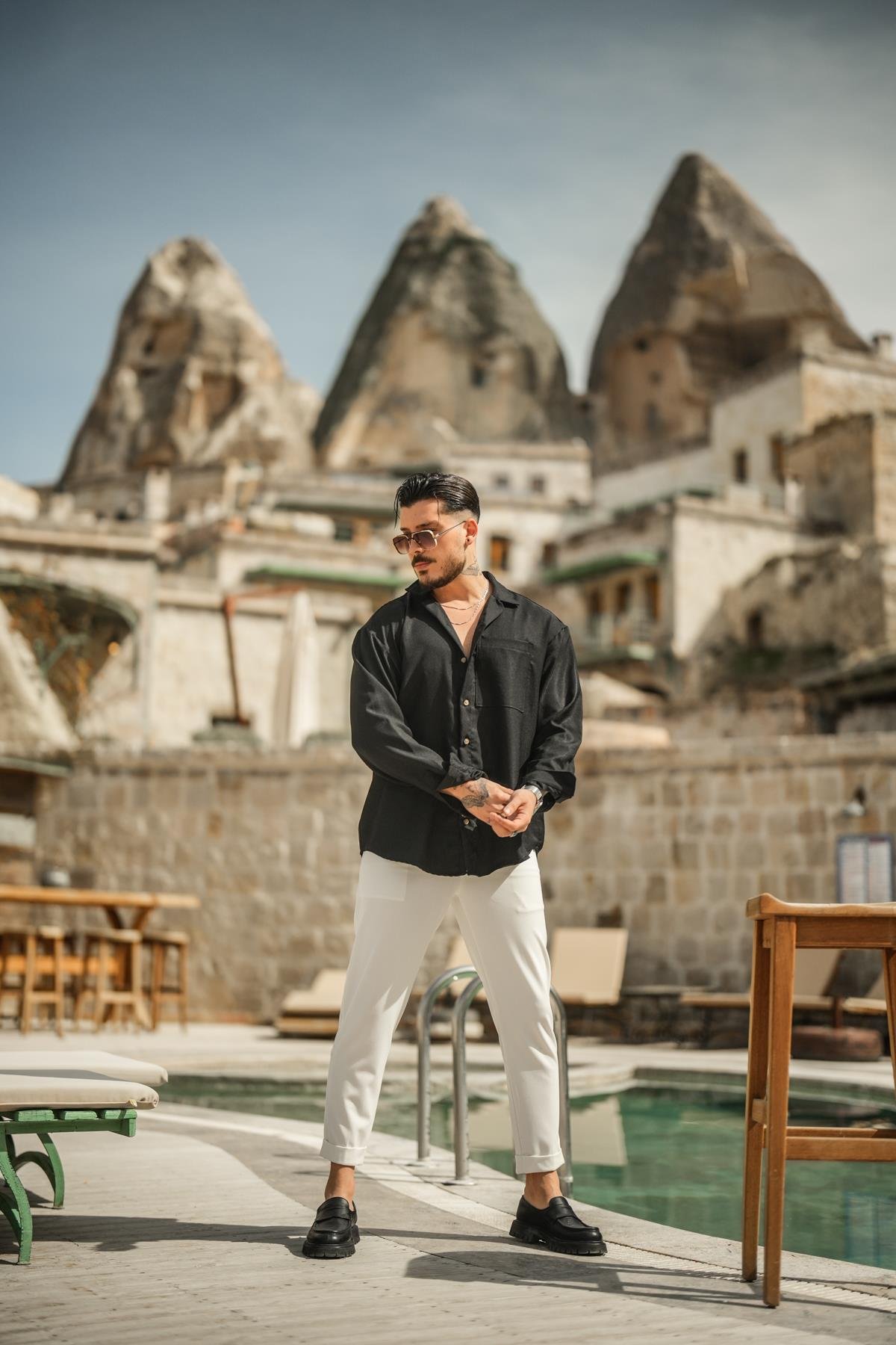 Tek Cepli Oversize Basic Gömlek Siyah