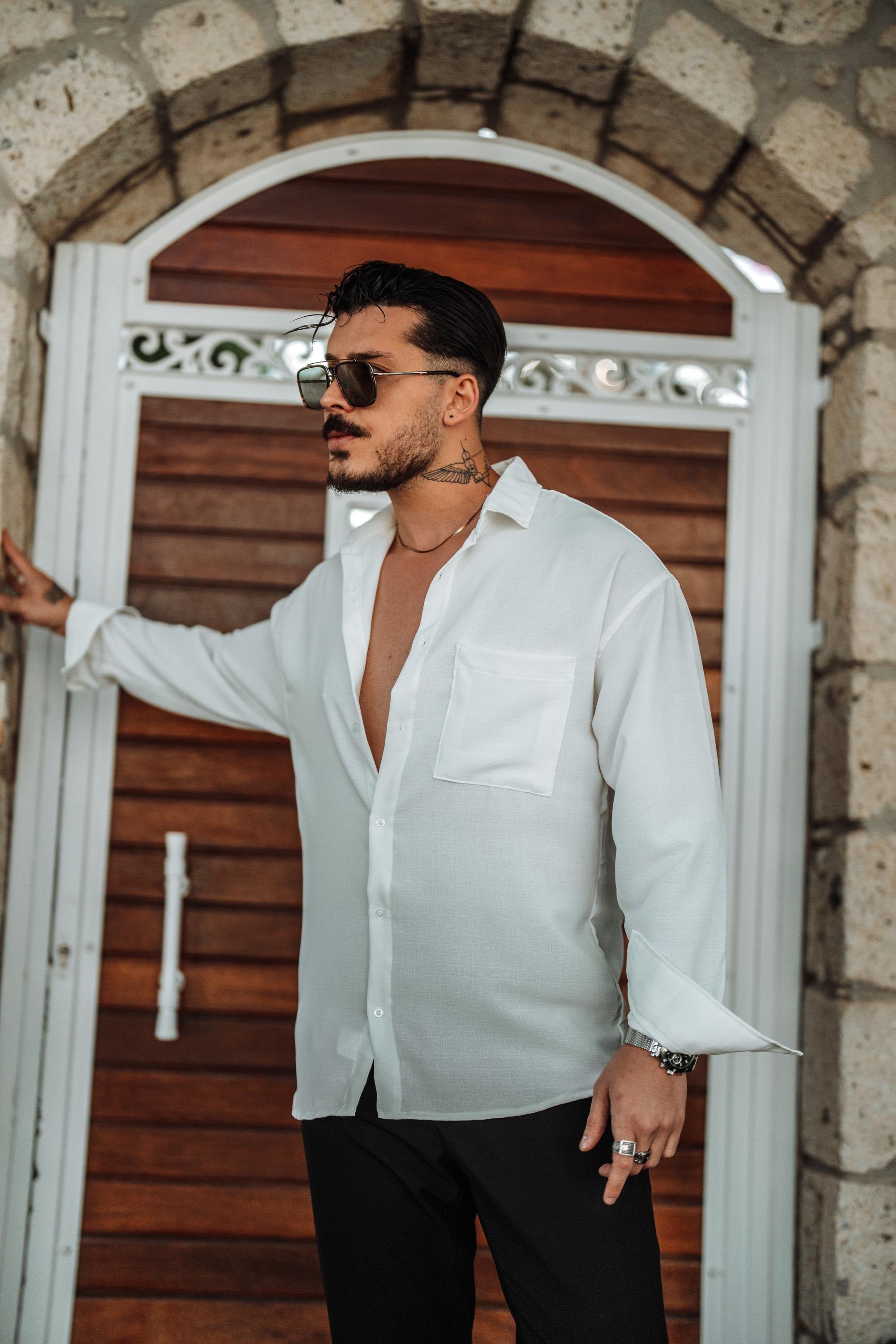 Tek Cepli Oversize Gömlek Beyaz