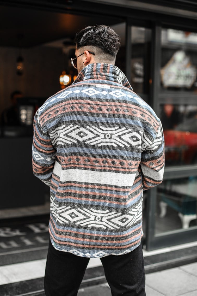 Tek Cepli Sembol Desenli Oduncu Oversize Gömlek