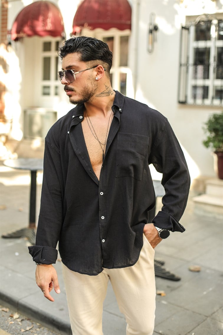 Tek Cepli Uzun Kollu Oversize Gömlek