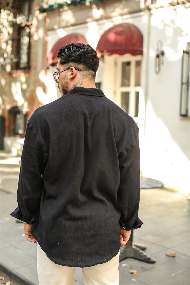Tek Cepli Uzun Kollu Oversize Gömlek