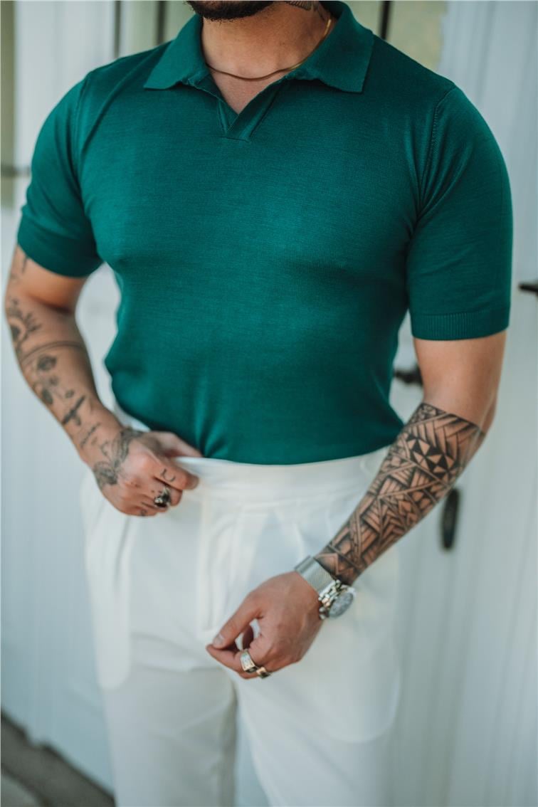 Triko Polo Yaka Slim Fit T-Shirt Turkuaz