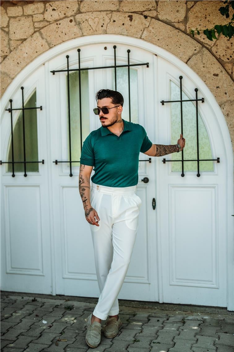 Triko Polo Yaka Slim Fit T-Shirt Turkuaz