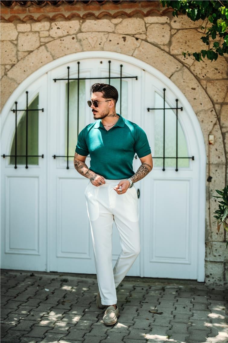Triko Polo Yaka Slim Fit T-Shirt Turkuaz