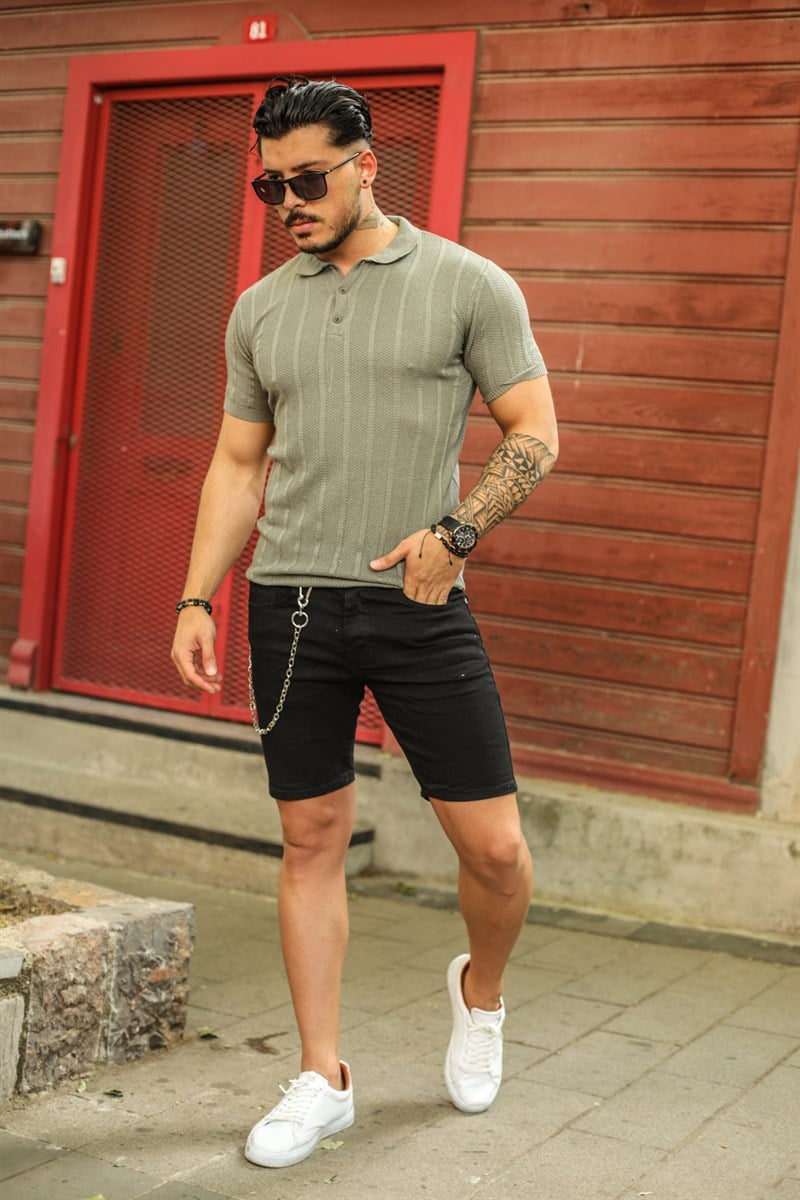 Triko Yaka Düğmeli T- Shirt