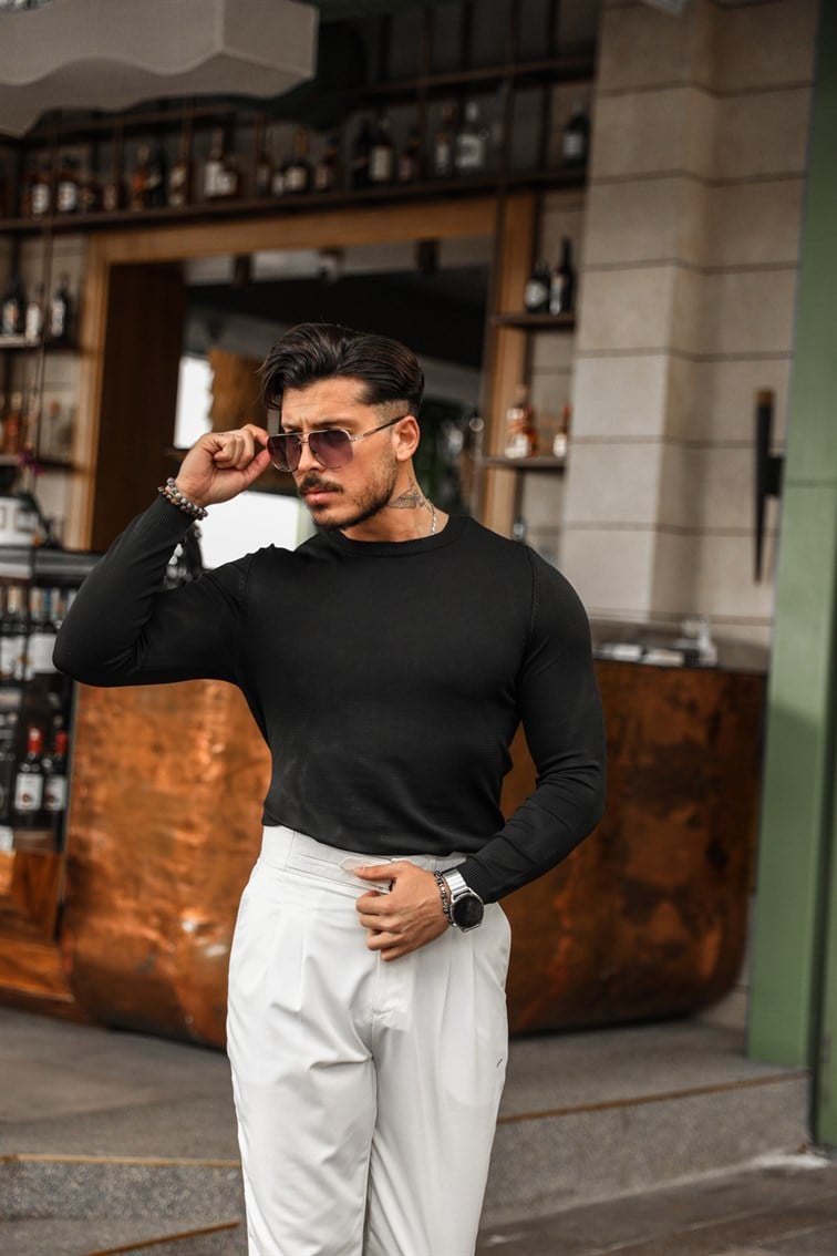 Uzun Kollu Basıc Triko Sweatshirt