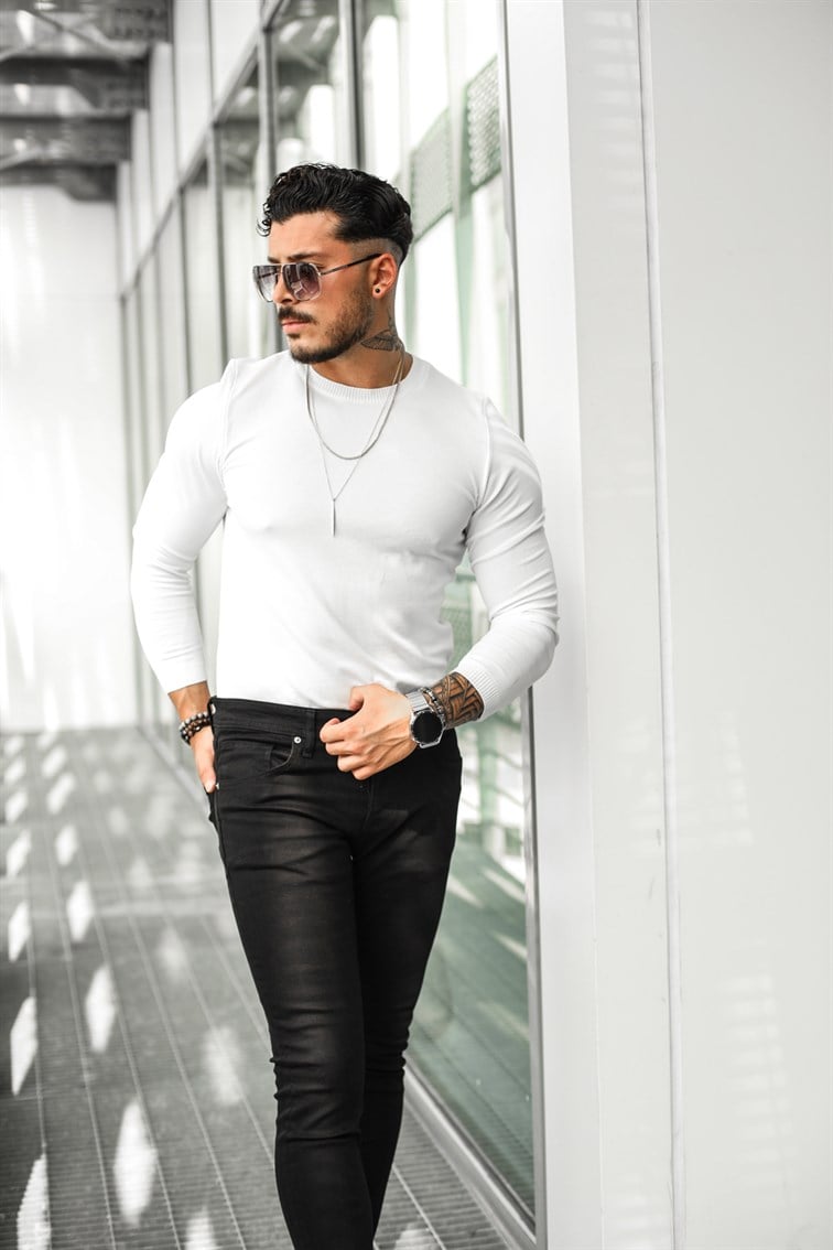 Uzun Kollu Basıc Triko Sweatshirt