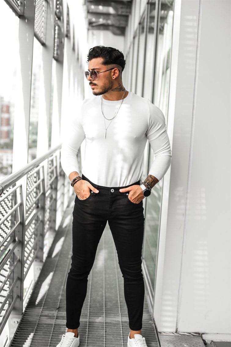 Uzun Kollu Basıc Triko Sweatshirt