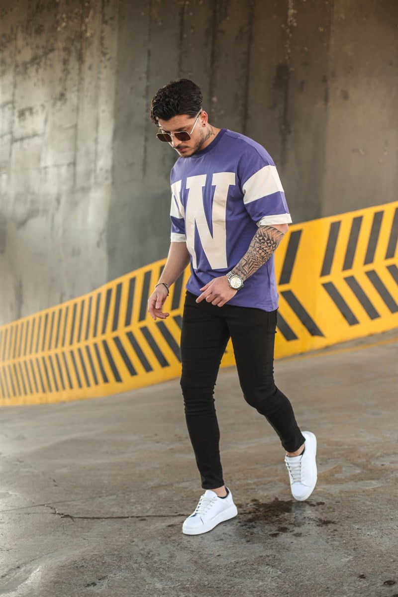 W Baskılı Oversize T-Shirt