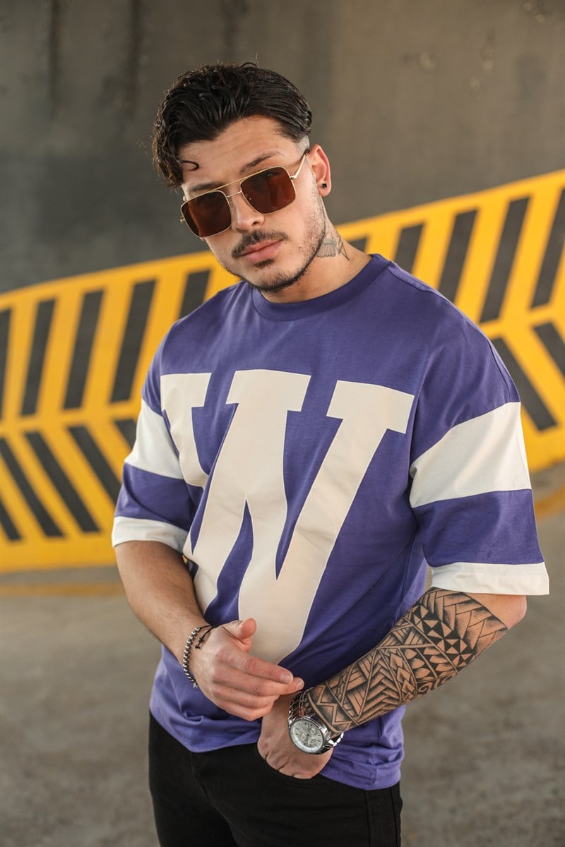 W Baskılı Oversize T-Shirt