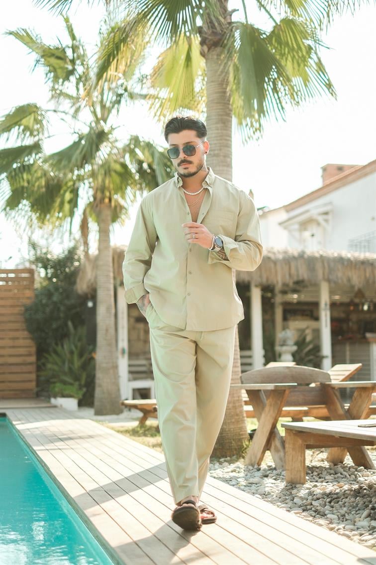 Yaka Düğmeli Basic Oversize Gömlek Mint