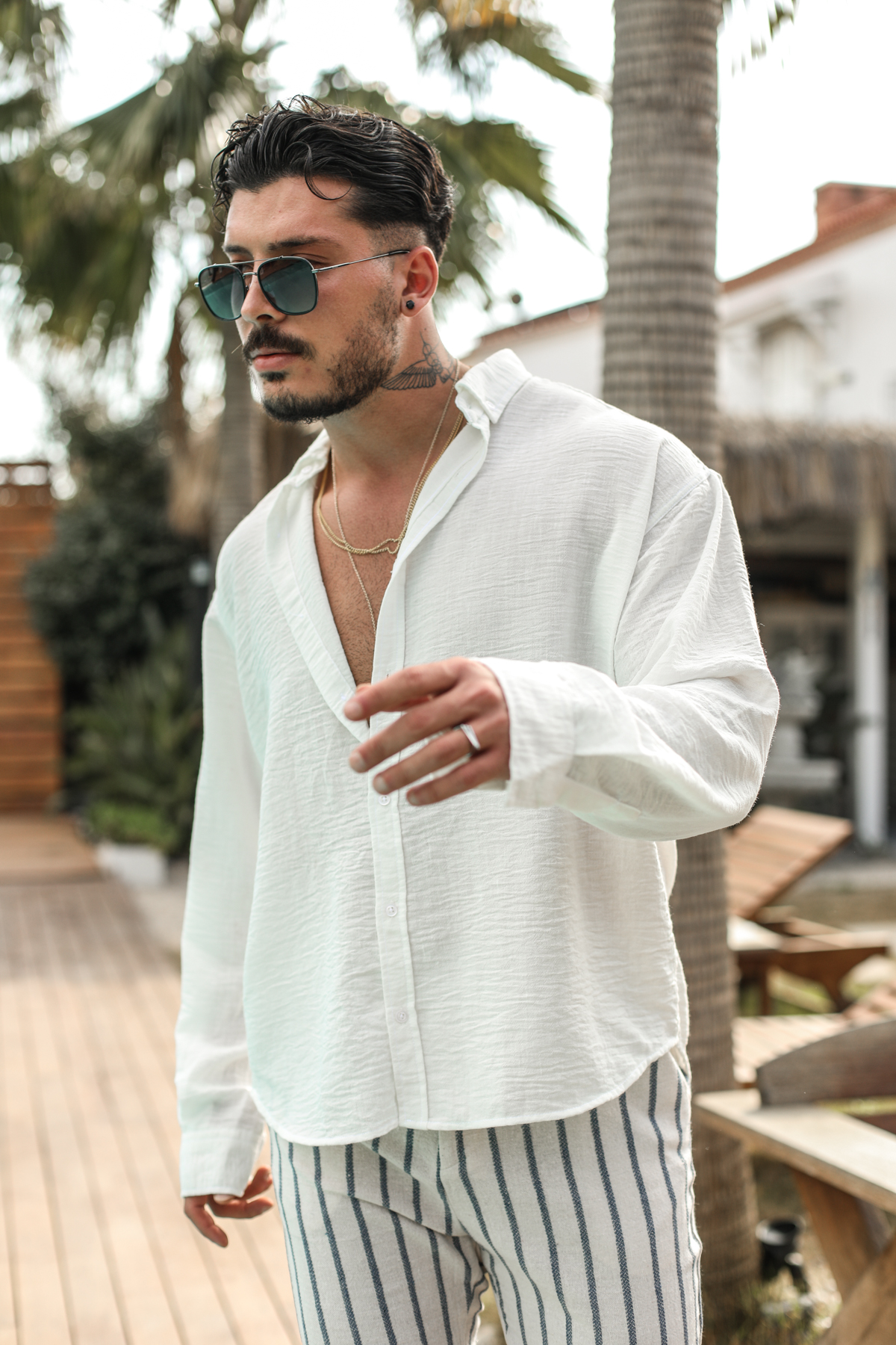 Yaka Düğmeli Basic Regular Fit Gömlek Beyaz