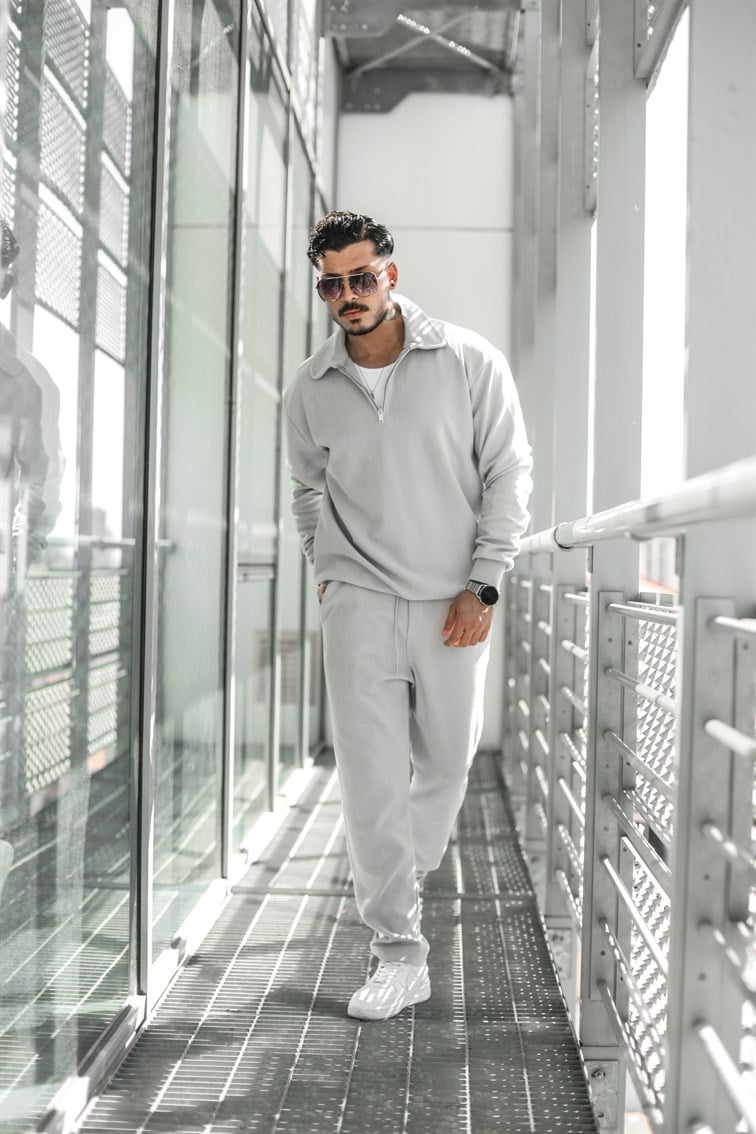 Yarım Fermuarlı Pamuklu Oversize Sweatshirt