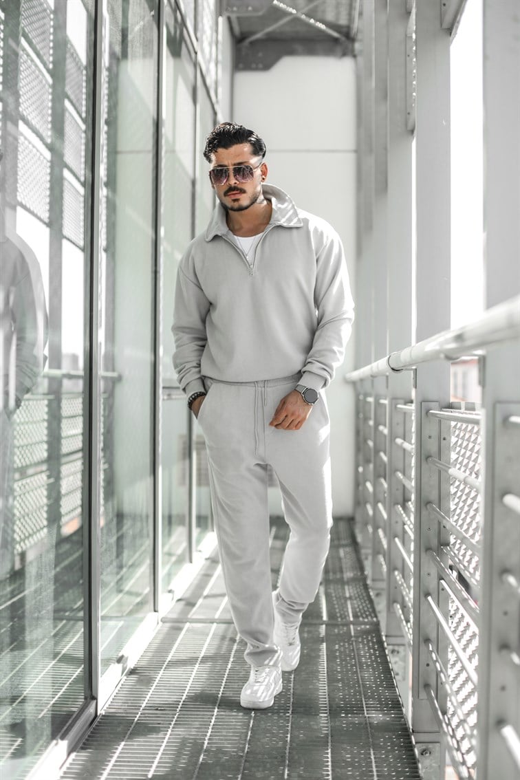 Yarım Fermuarlı Pamuklu Oversize Sweatshirt