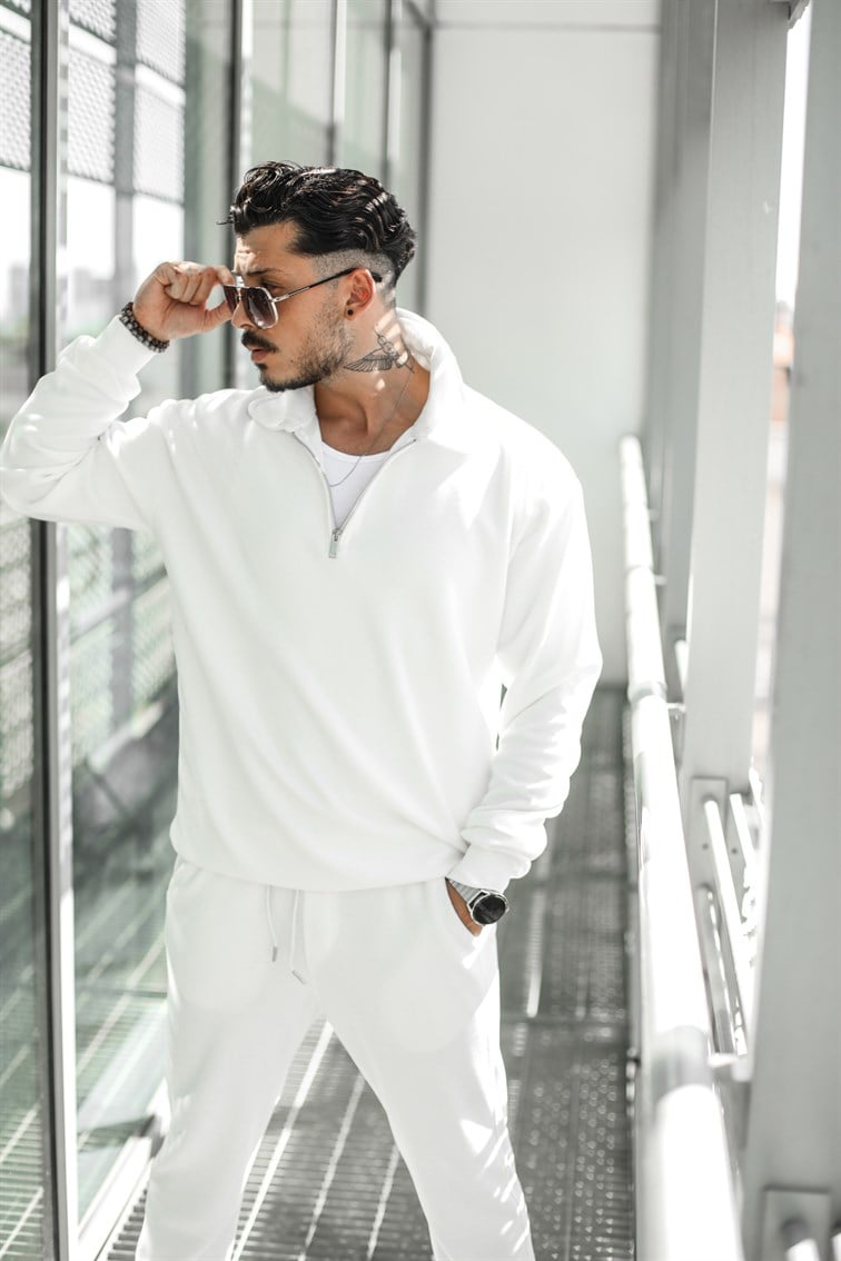 Yarım Fermuarlı Pamuklu Oversize Sweatshirt