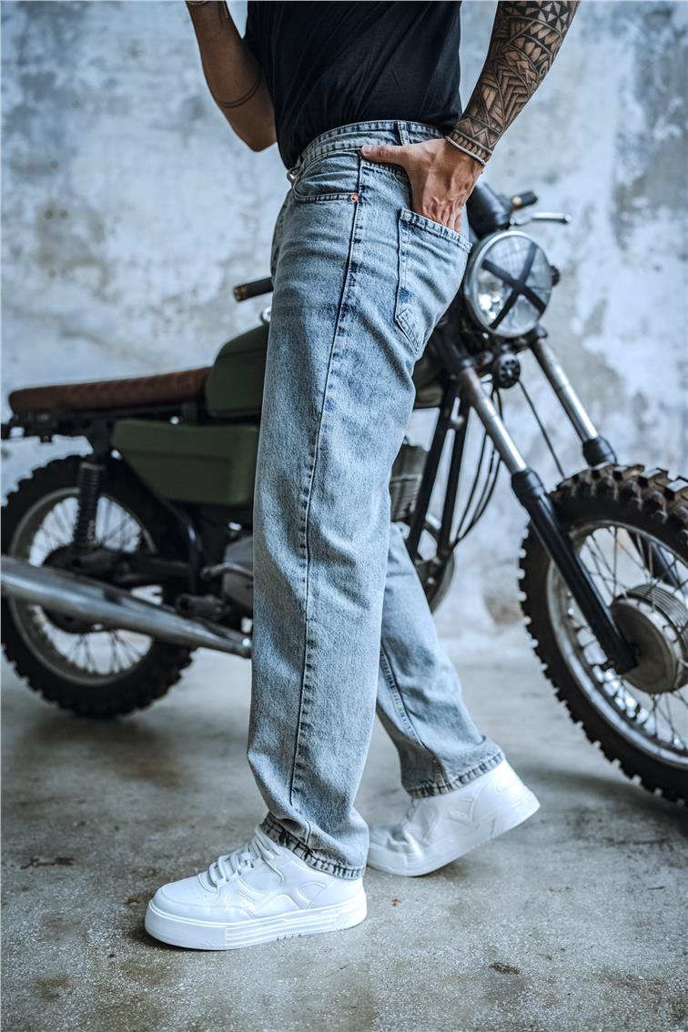 Yıkamalı Baggy Jean Yıkamalı Mavi