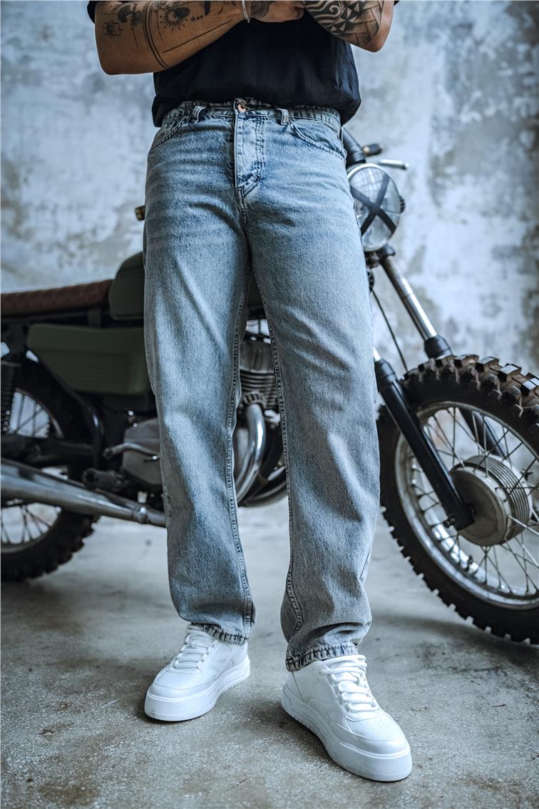 Yıkamalı Baggy Jean Yıkamalı Mavi