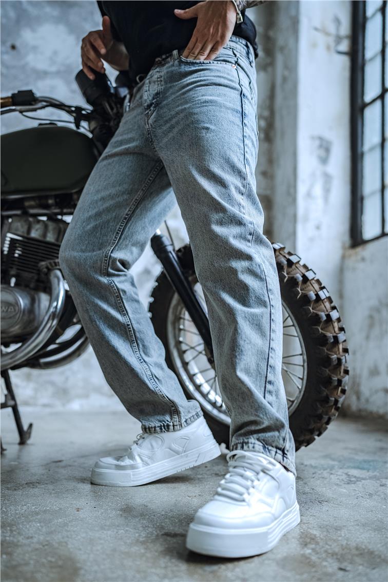 Yıkamalı Baggy Jean Yıkamalı Mavi
