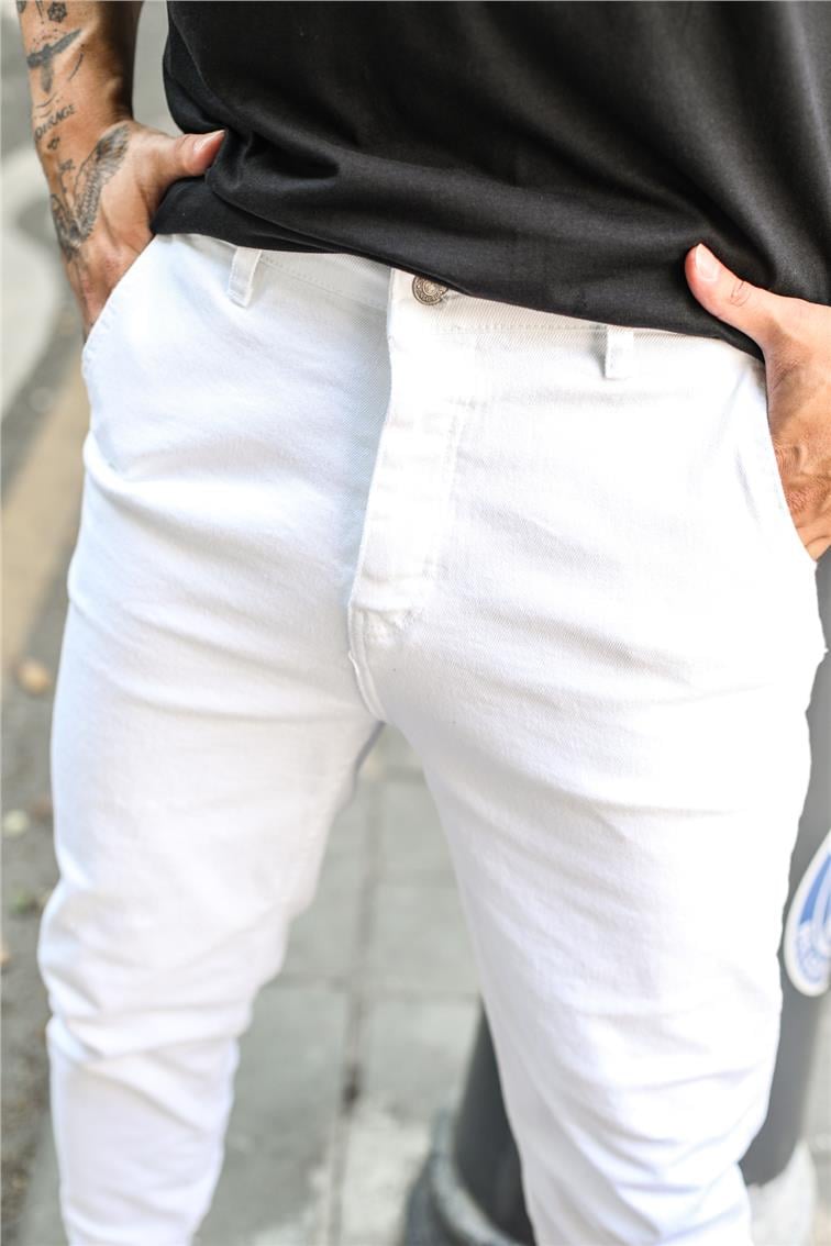 Yıkamalı Basic Jogger Jean Beyaz