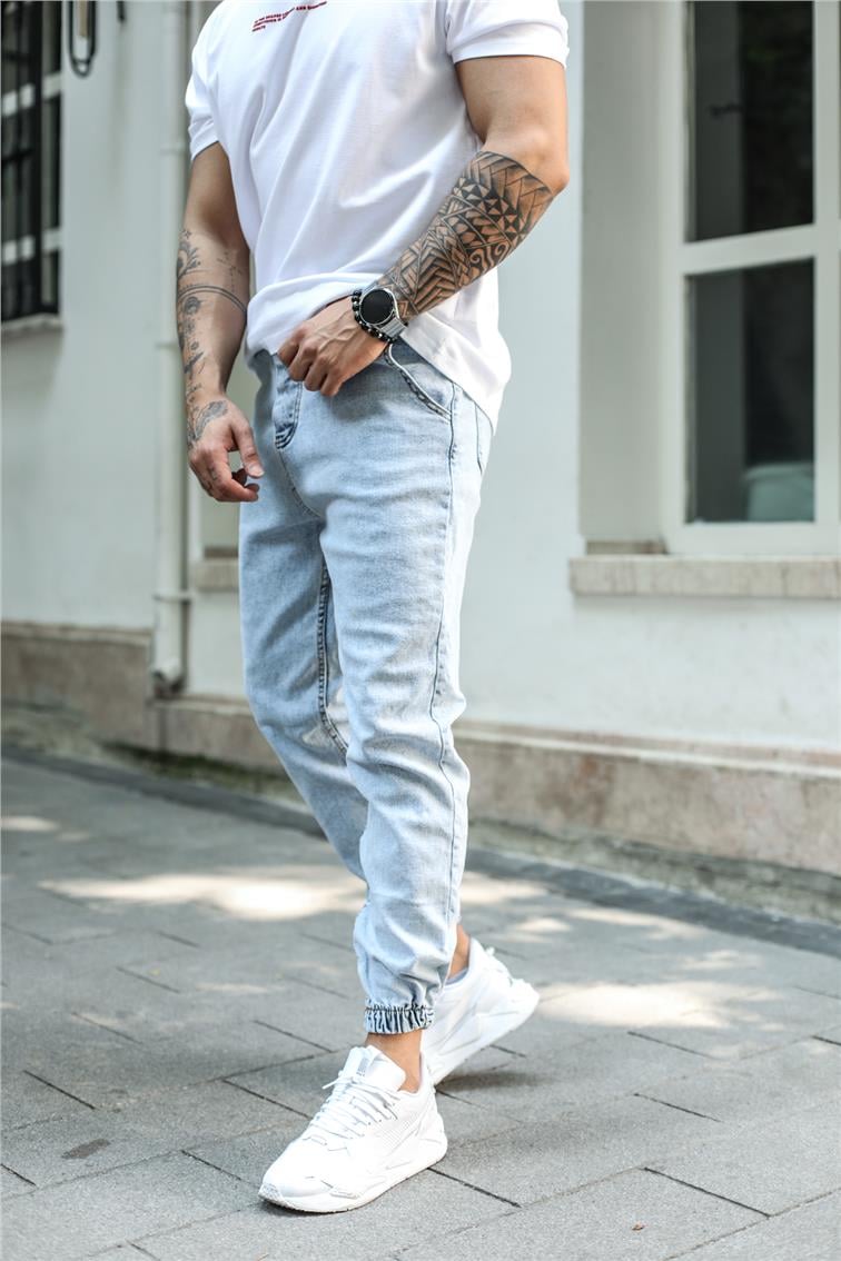 Yıkamalı Basic Jogger Jean Kar Yıkamalı Mavi