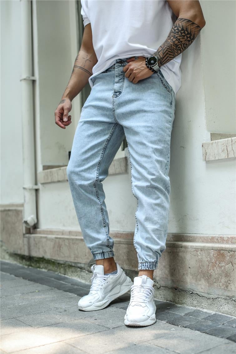 Yıkamalı Basic Jogger Jean Kar Yıkamalı Mavi