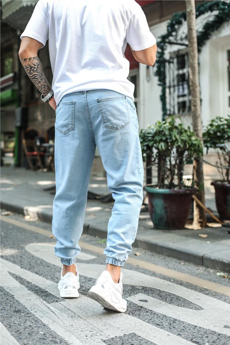Yıkamalı Basic Jogger Jean Mavi
