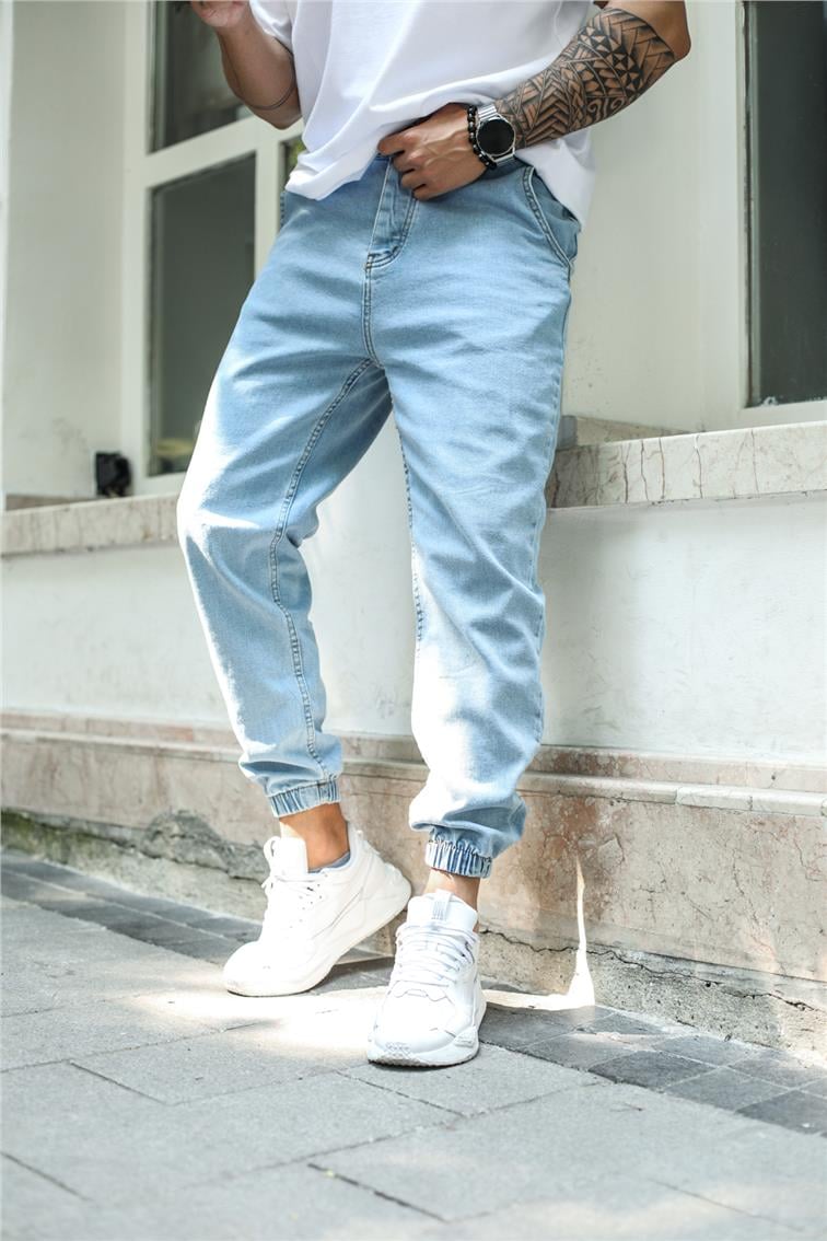 Yıkamalı Basic Jogger Jean Mavi
