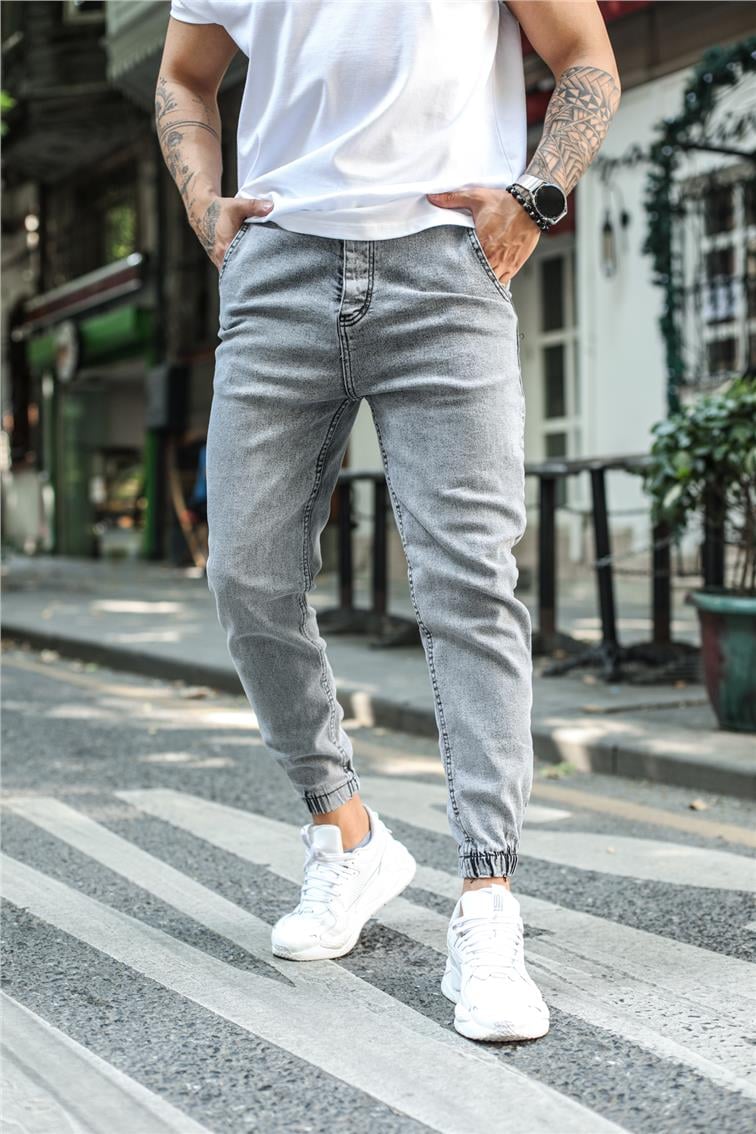 Yıkamalı Basic Jogger Jean Yıkamalı Gri