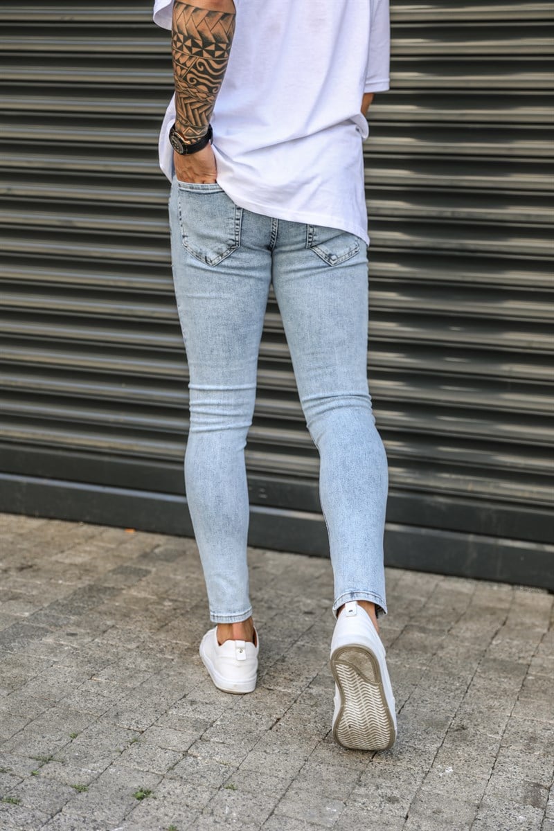 Yıkamalı Çift Dizi Yırtık Skinny Jean