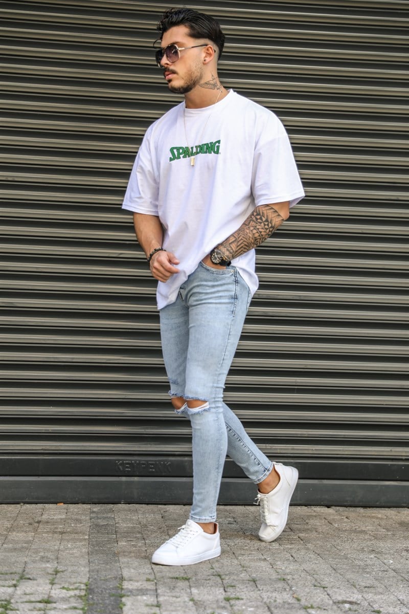Yıkamalı Çift Dizi Yırtık Skinny Jean