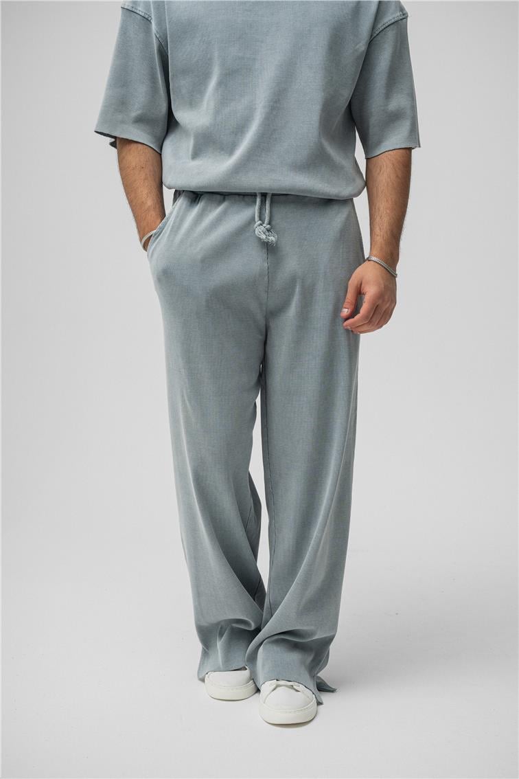 Yıkamalı Fitilli Baggy Yıkamalı Gri