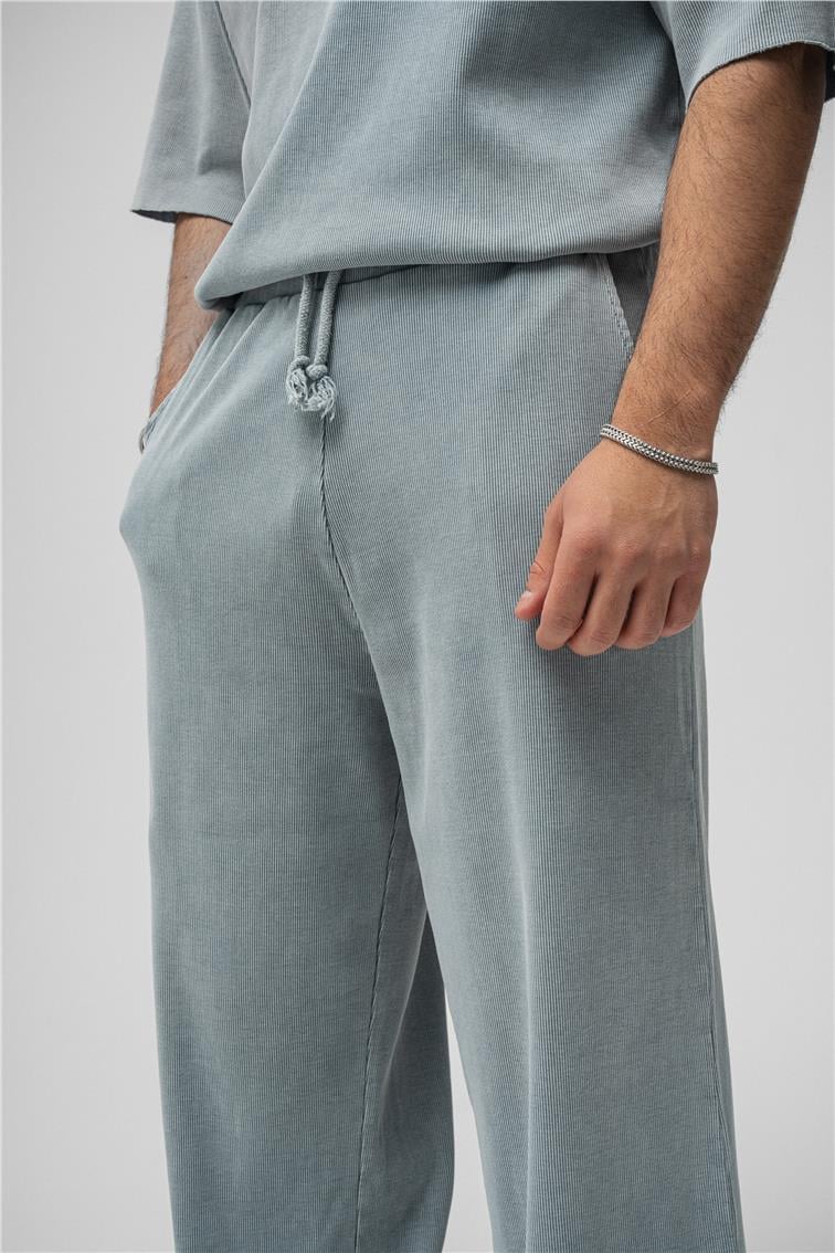 Yıkamalı Fitilli Baggy Yıkamalı Gri
