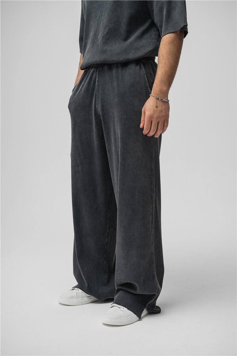 Yıkamalı Fitilli Baggy Yıkamalı Siyah