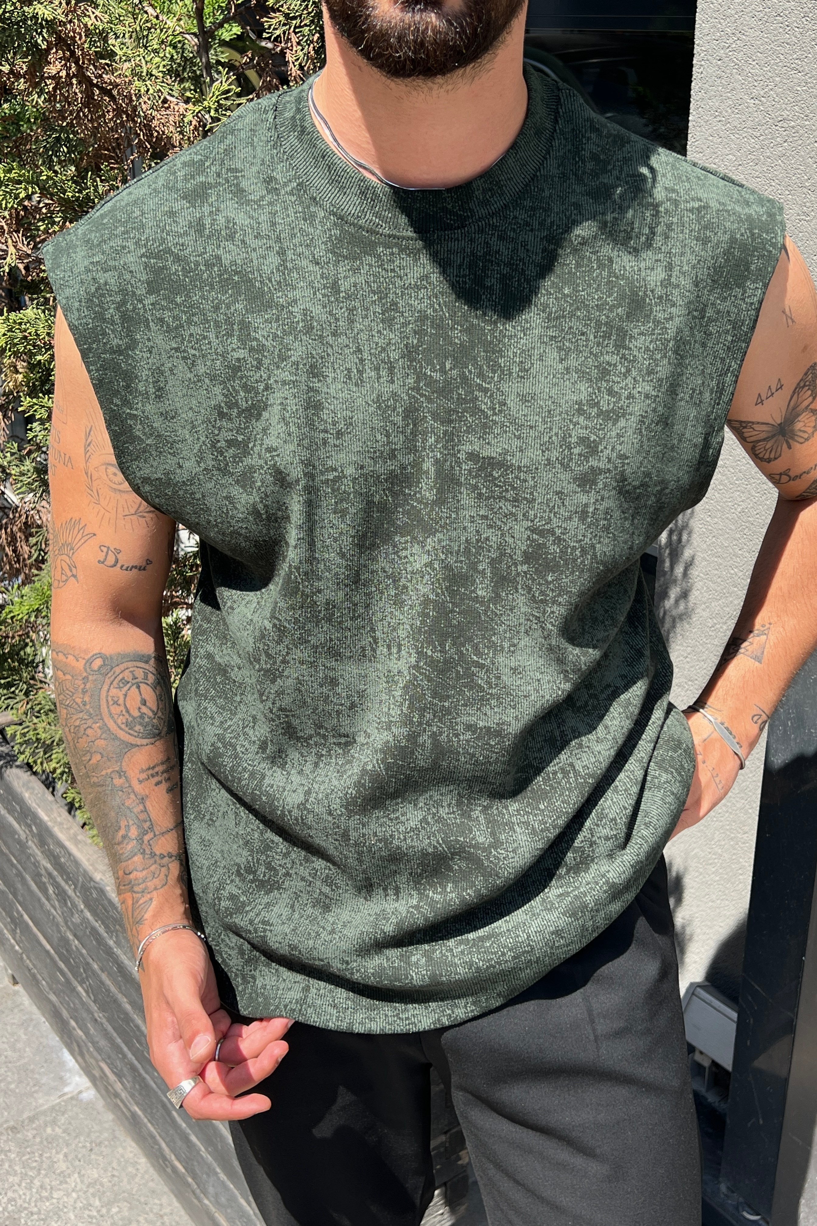 Yıkamalı Oversize Atlet Haki