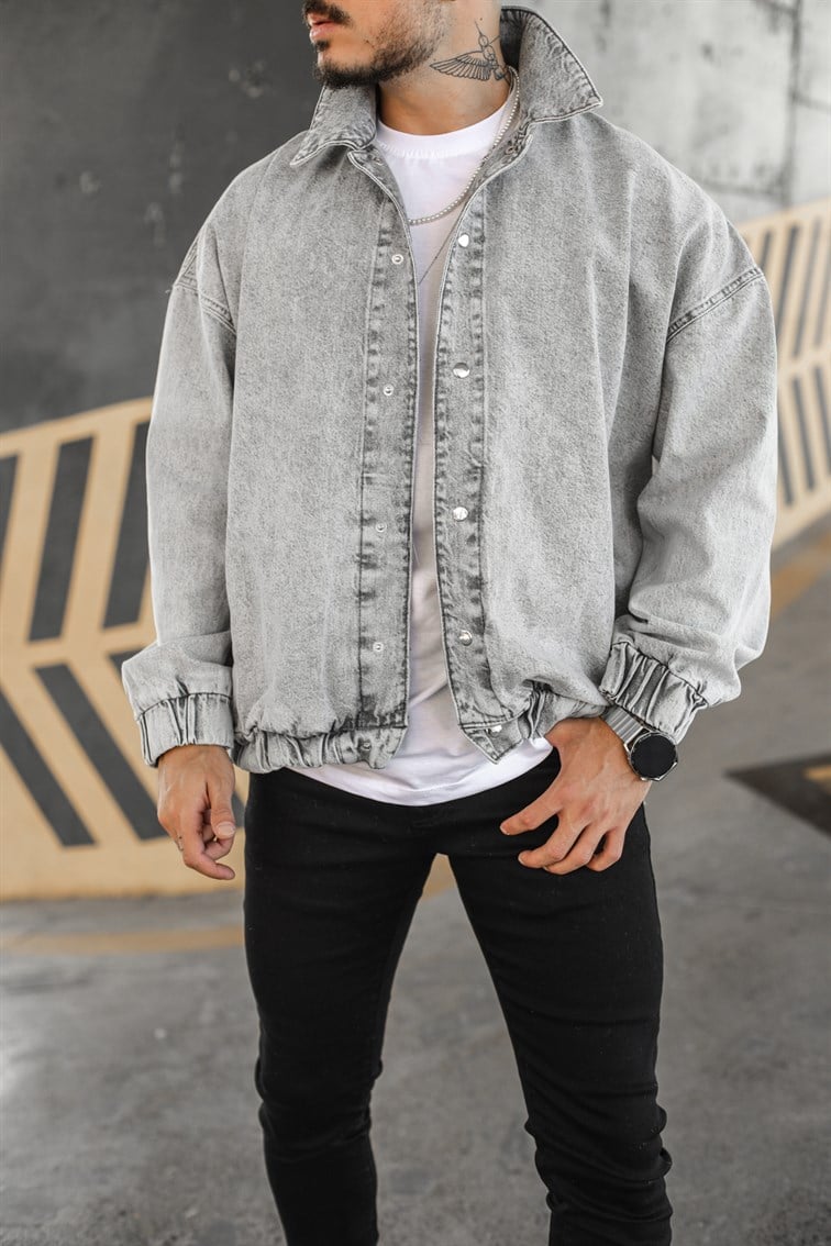 Yıkamalı Oversize Kot Ceket
