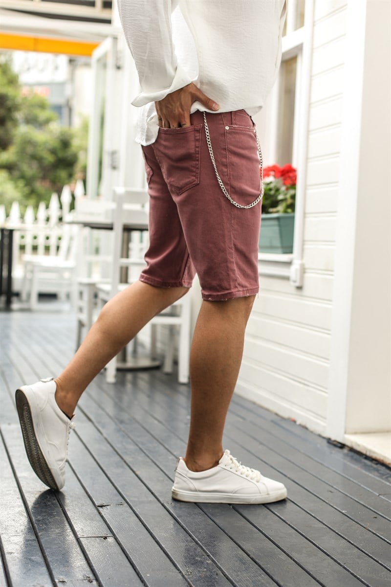 Zincir Detaylı Basic jean Şort