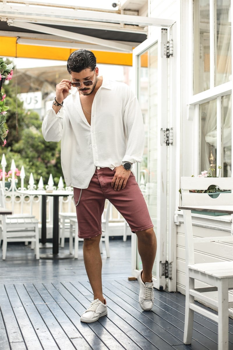Zincir Detaylı Basic jean Şort
