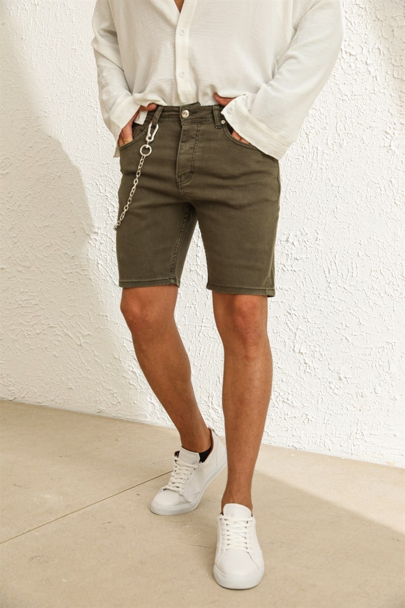 Zincir Detaylı Basic jean Şort