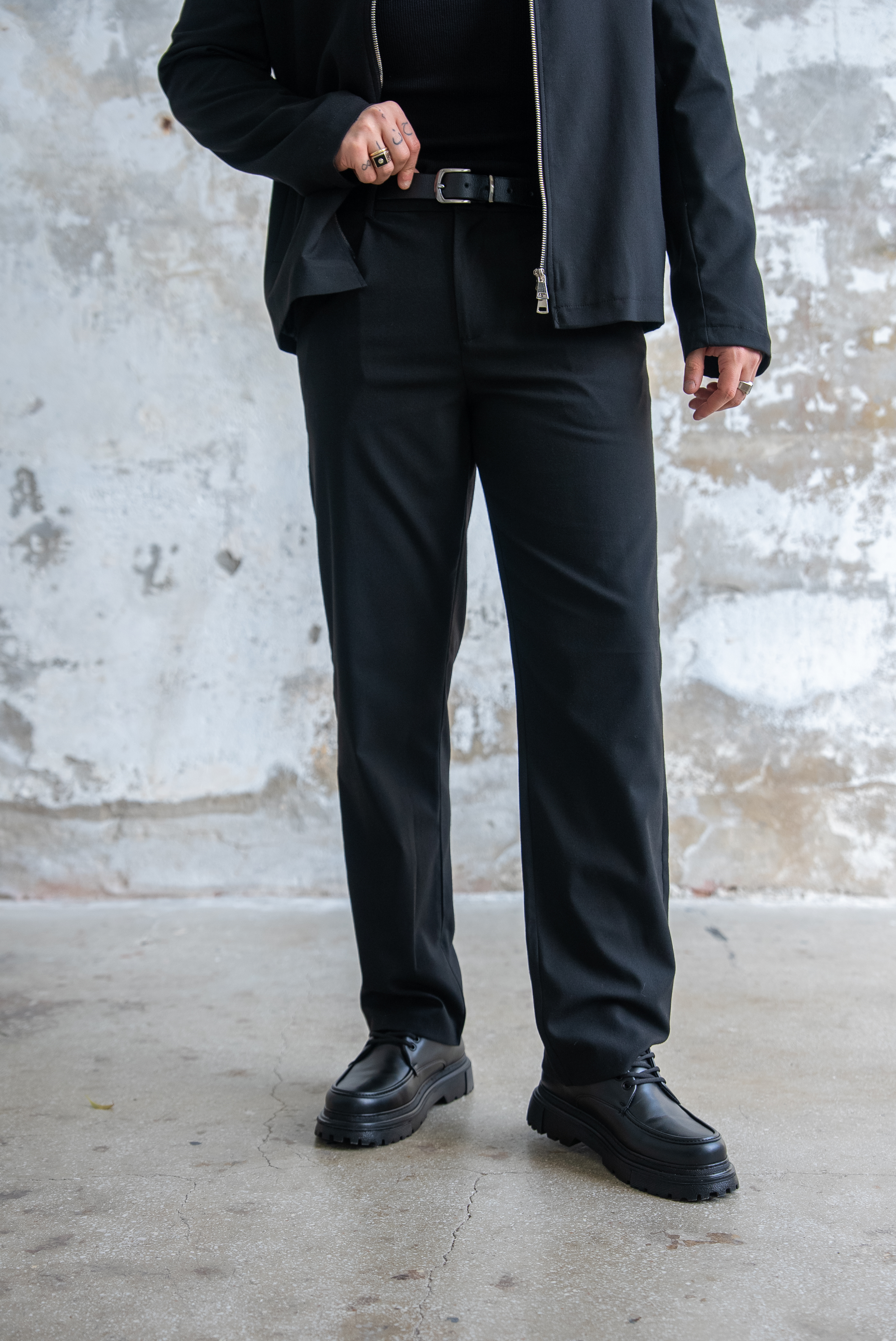 ZR Design Fermuarlı Rahat Kesim Takım Siyah