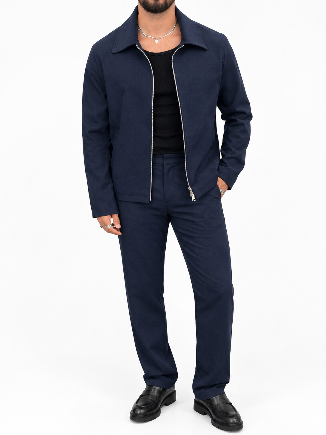 ZR Design Fermuarlı Rahat Kesim Takım Lacivert