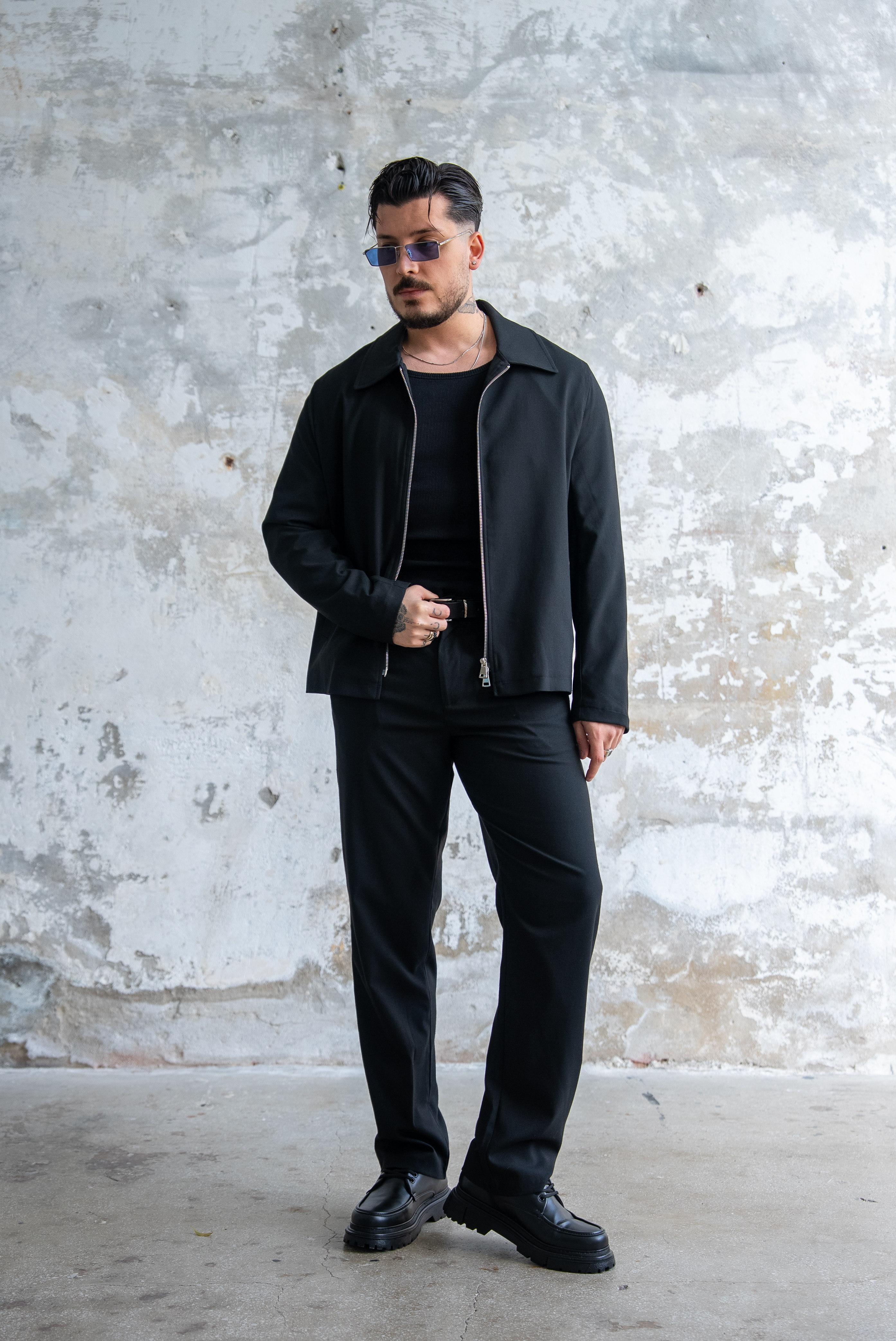 ZR Design Fermuarlı Rahat Kesim Takım Siyah