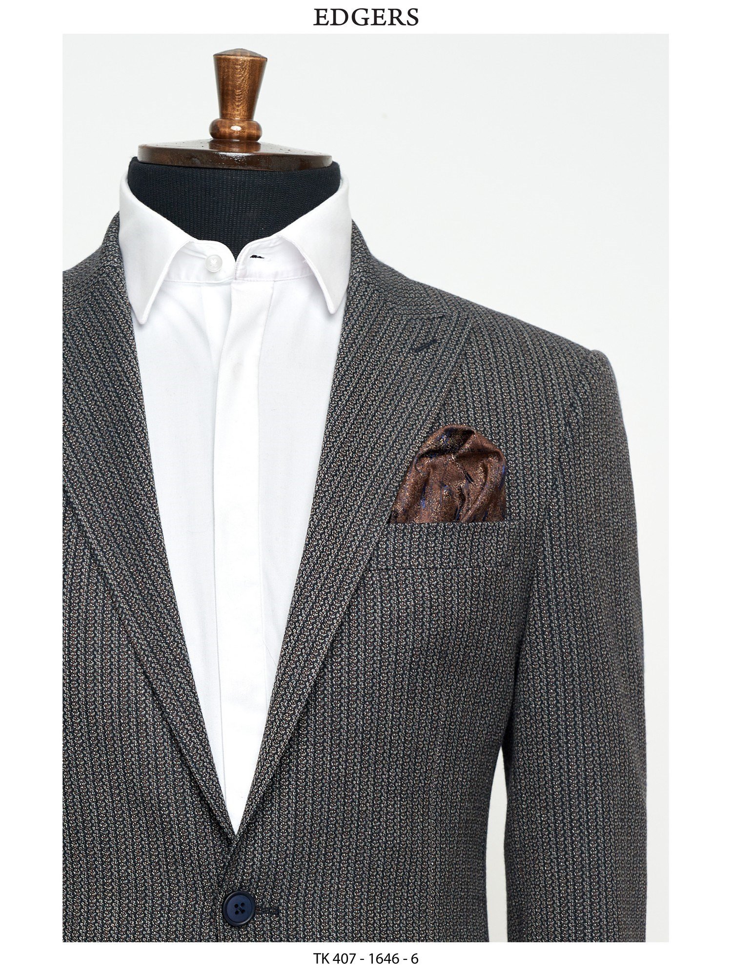 Edgers Çift Düğme Dark Grey Slim Fit Takım Elbise TK 407-1646