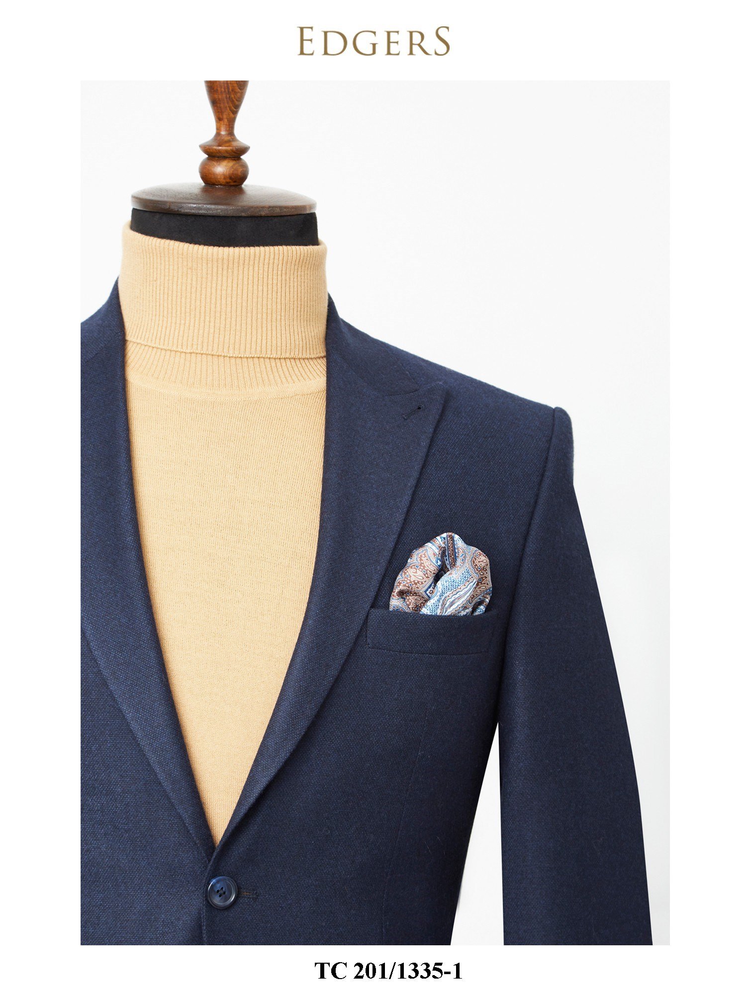 Wool Blended Double Breasted Slim Fit Dark Navy Jacket Wholesale