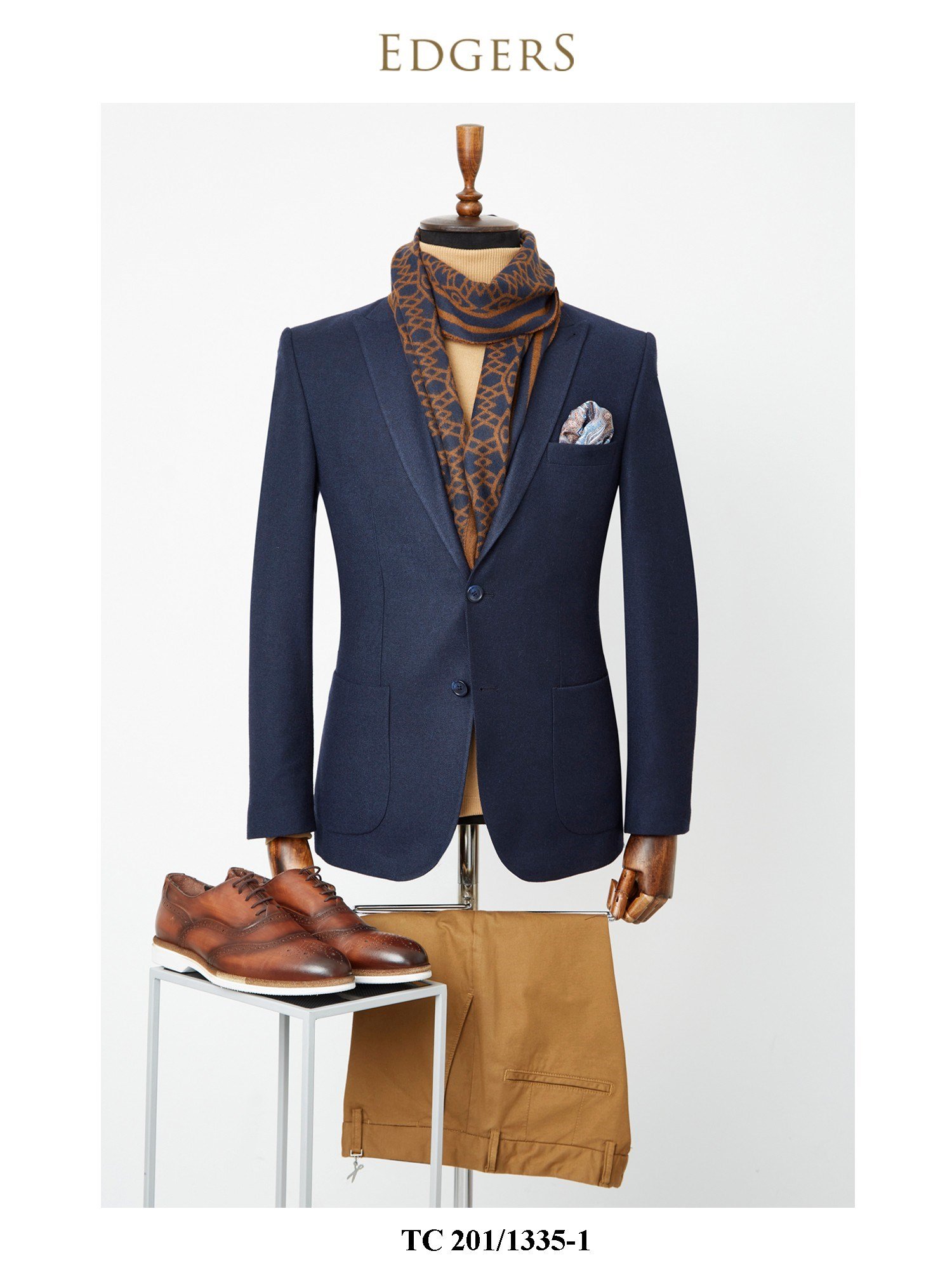 Wool Blended Double Breasted Slim Fit Dark Navy Jacket Wholesale